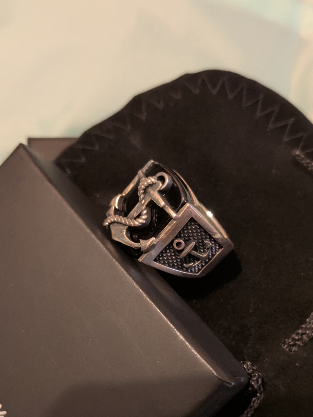 Bling Jewelry Men's Sterling Silver Nautical Anchor Shield Ring- Size 11